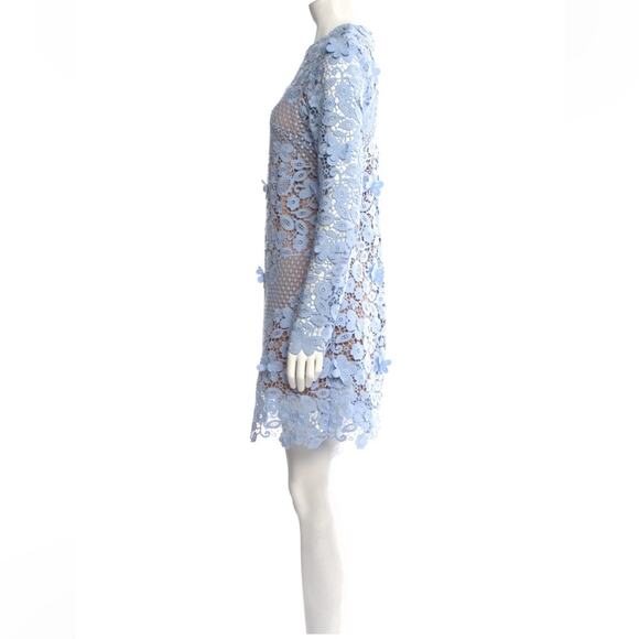Self-Portrait Lace Pattern Mini Dress Floral Blue Size 6 US 10 UK NWOT - Picture 11 of 12